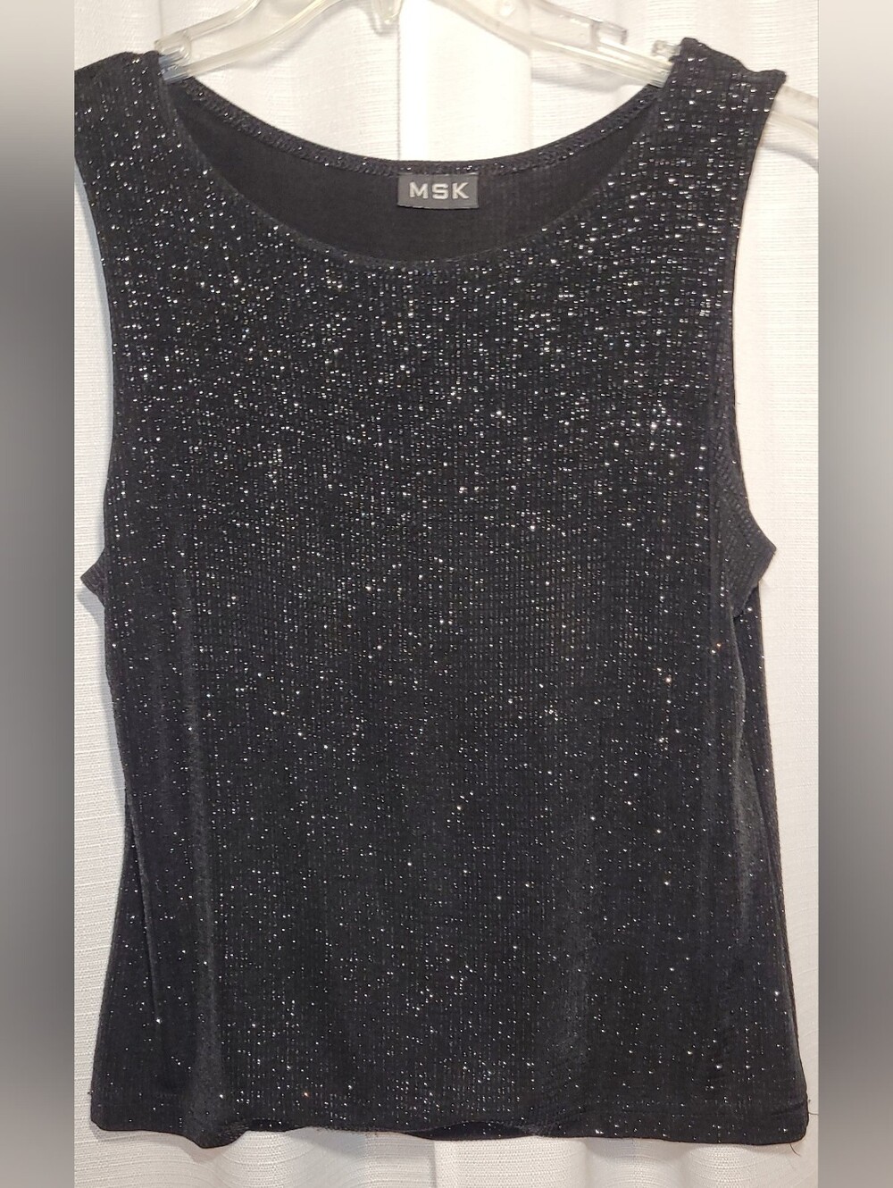 MSK Black Sparkle Ribbed Sleeveless Top
